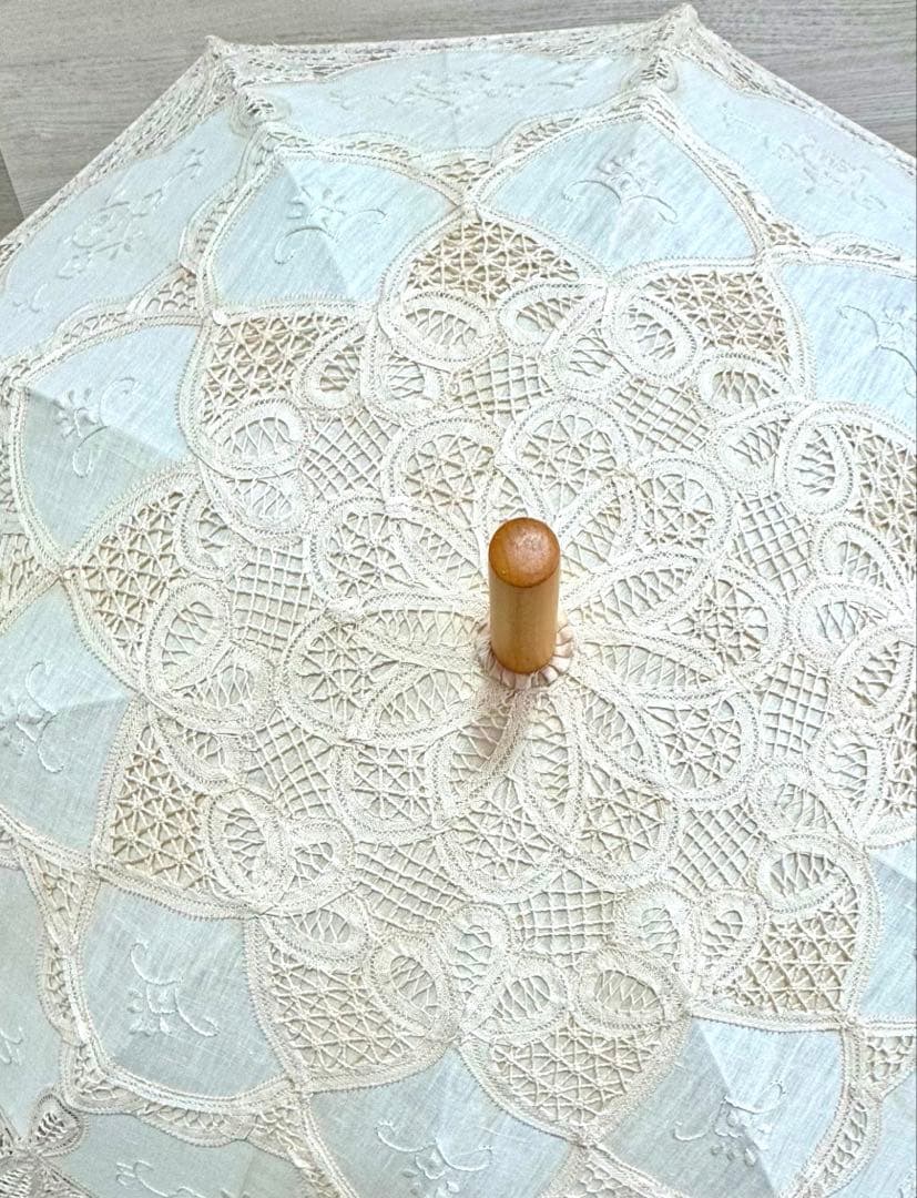 汕頭(スワトウ)刺繍　日傘(長傘) レトロ　手刺繍 レースパラソル