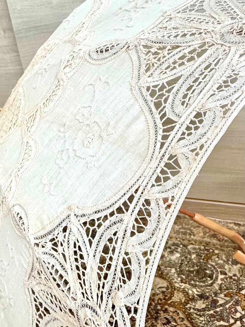 汕頭(スワトウ)刺繍　日傘(長傘) レトロ　手刺繍 レースパラソル