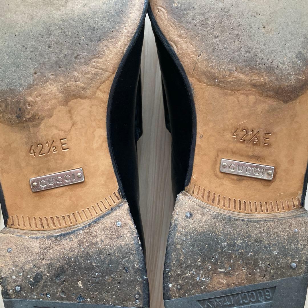 美品 GUCCI / ビットローファー 黒銀 42 1/2 E 27.5