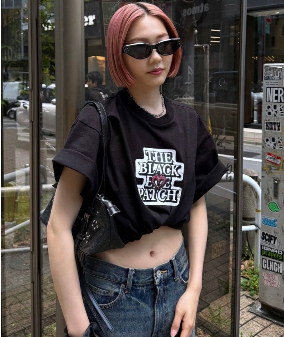 MOUSSY×BlackEyePatch BEP OG ラインストーン TEE黒