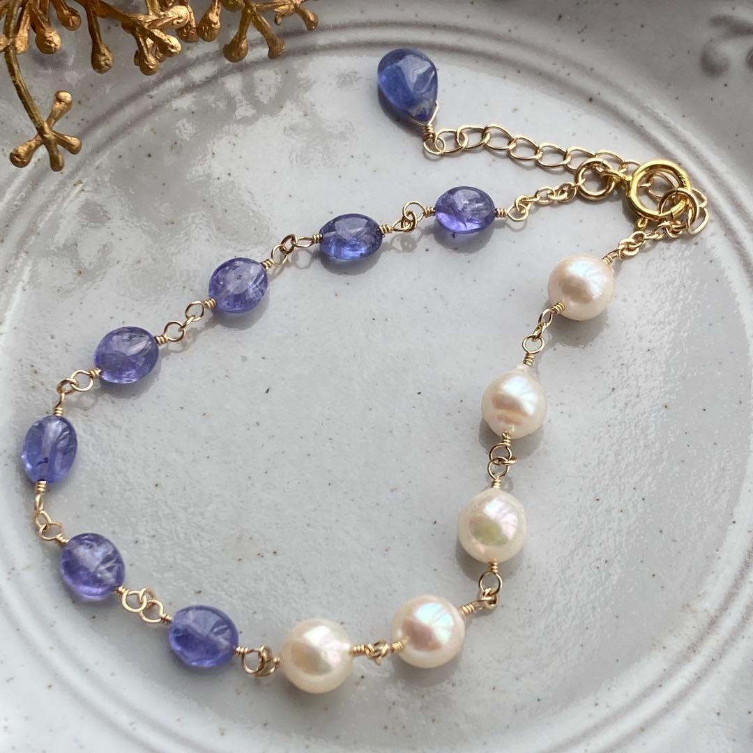 【専用です】タンザナイト＆アコヤ真珠✴︎14kgfブレスレットB176（再販）・他