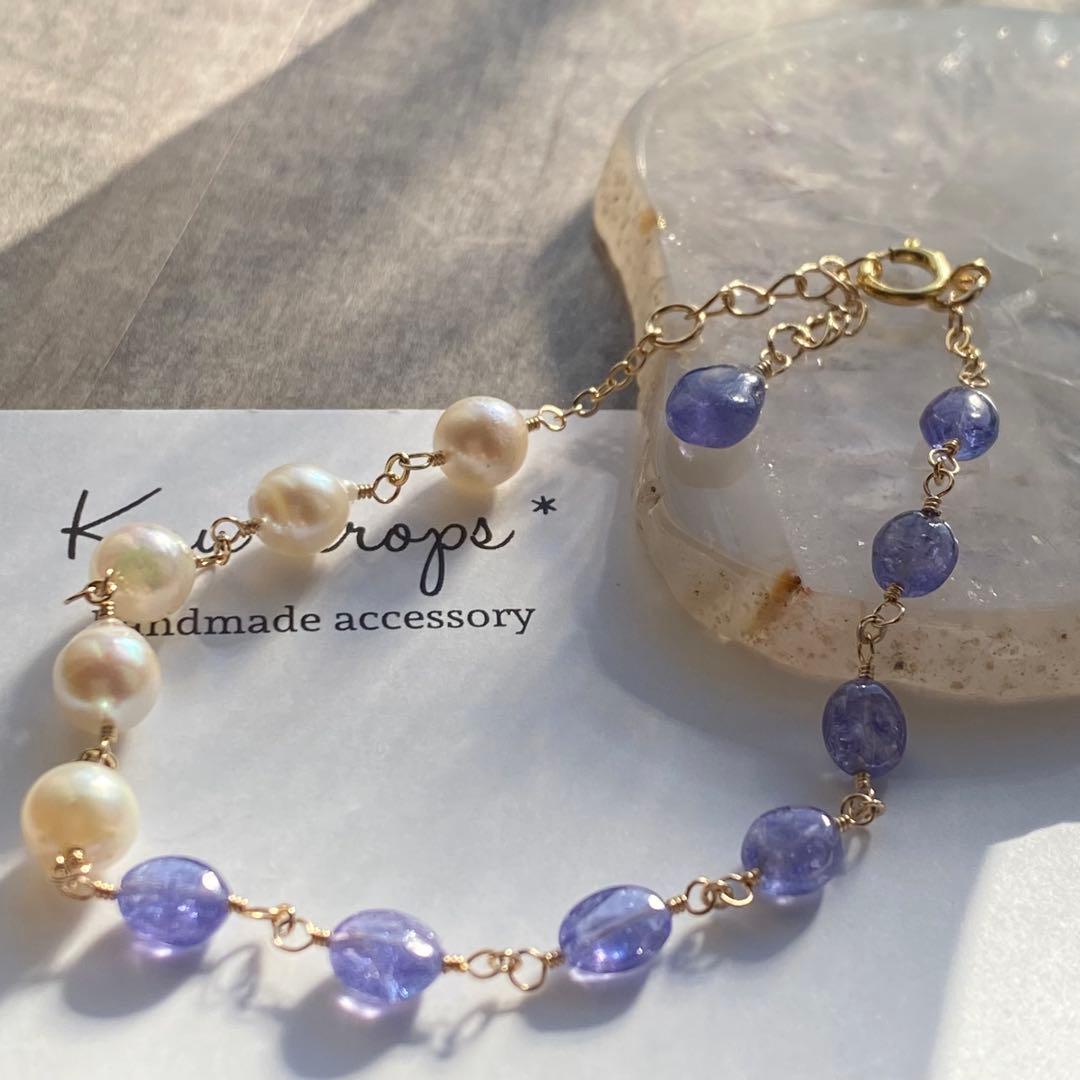 【専用です】タンザナイト＆アコヤ真珠✴︎14kgfブレスレットB176（再販）・他