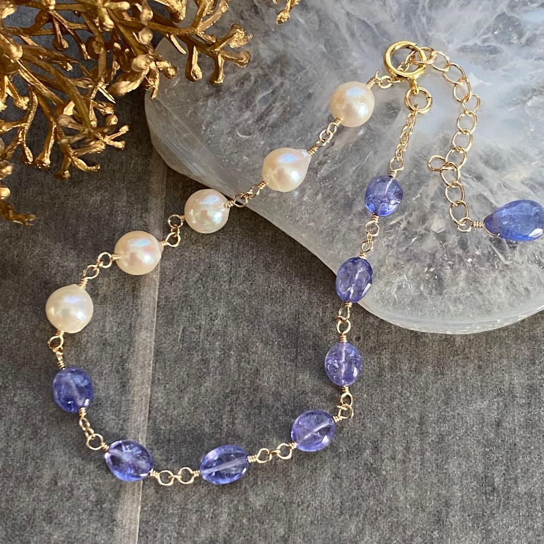 【専用です】タンザナイト＆アコヤ真珠✴︎14kgfブレスレットB176（再販）・他