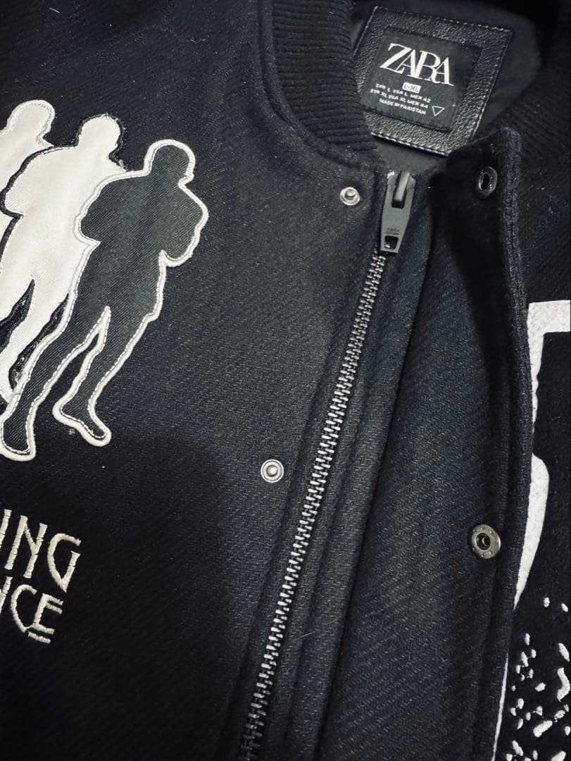 【本革】ZARA ヴァーシティジャケット バッファローレザー L-XL 希少美品