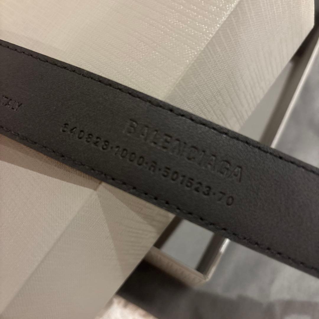 BALENCIAGA ブラックレザー ベルト Bロゴバックル