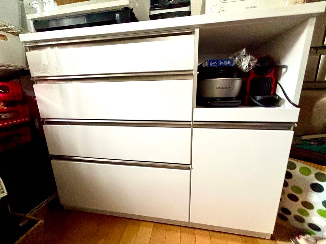 超美品！！キッチンカウンター 食器棚 W1200 ホワイト
