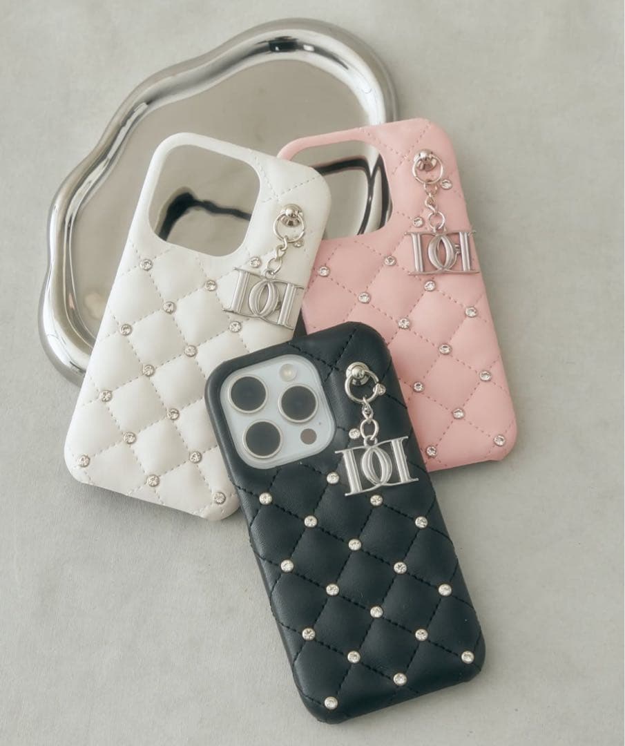 Darich キルティングビジューDDチャームiPhoneケース