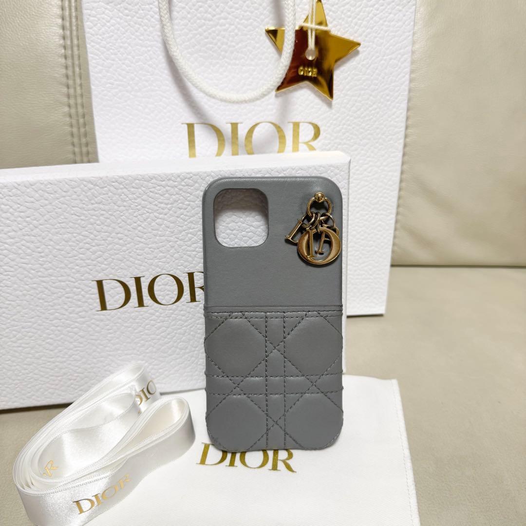 Dior iPhoneケース グレー キルティング
