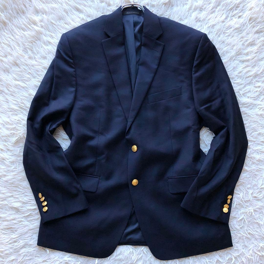 【極美品 希少サイズL】ラルフローレン　紺ブレ　ウール100%　金ボタン