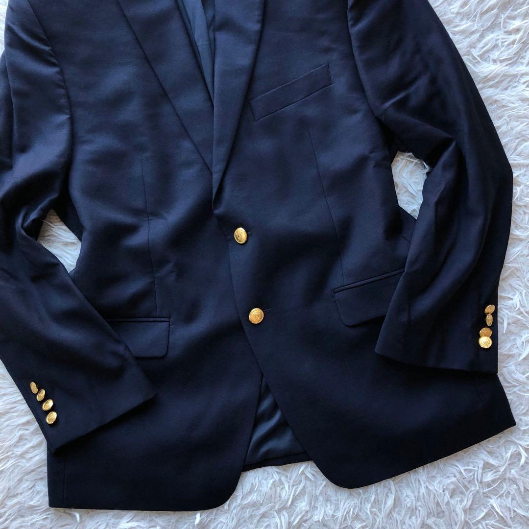 【極美品 希少サイズL】ラルフローレン　紺ブレ　ウール100%　金ボタン