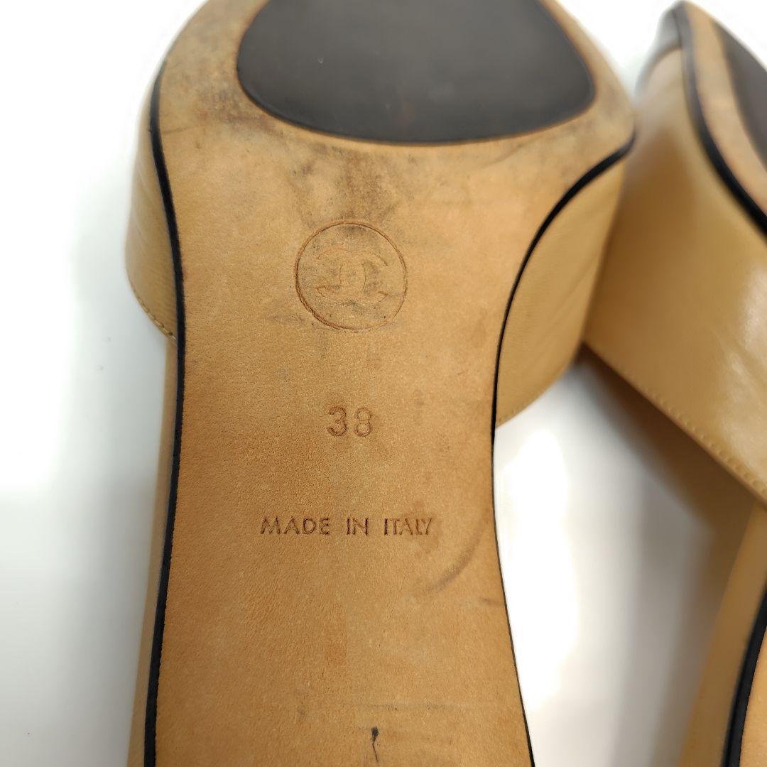 ★使用感少なめ★シャネル ミュール 38 サンダル スクエア バイカラー