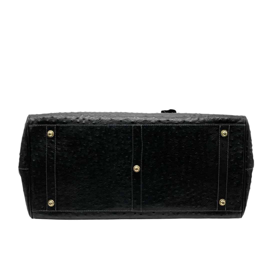 良品 2035 特大ボストンバッグ オーストリッチ フルポイント ベルトデザイン