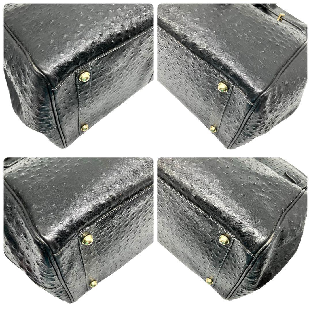 良品 2035 特大ボストンバッグ オーストリッチ フルポイント ベルトデザイン