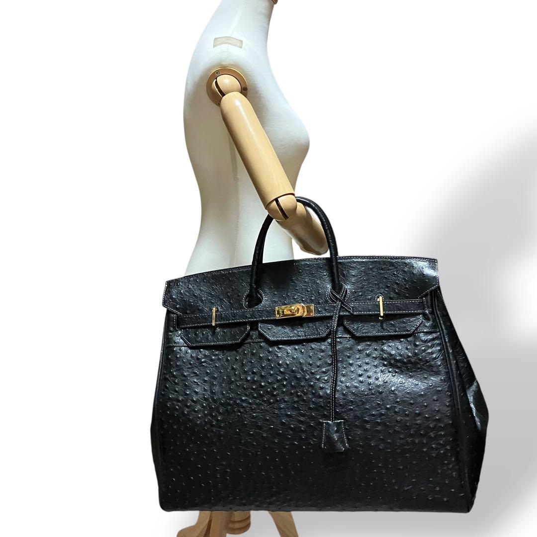 良品 2035 特大ボストンバッグ オーストリッチ フルポイント ベルトデザイン