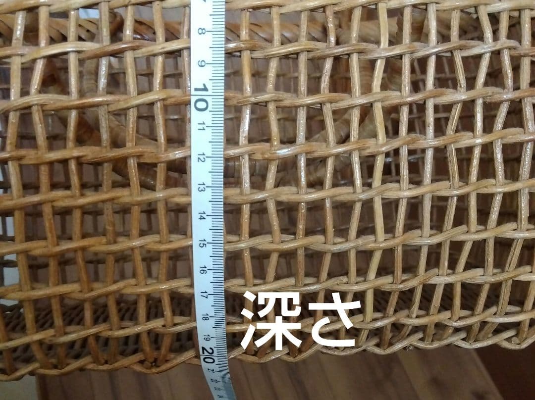 こだし編み　ハンドル付きかごバッグ　ナチュラル