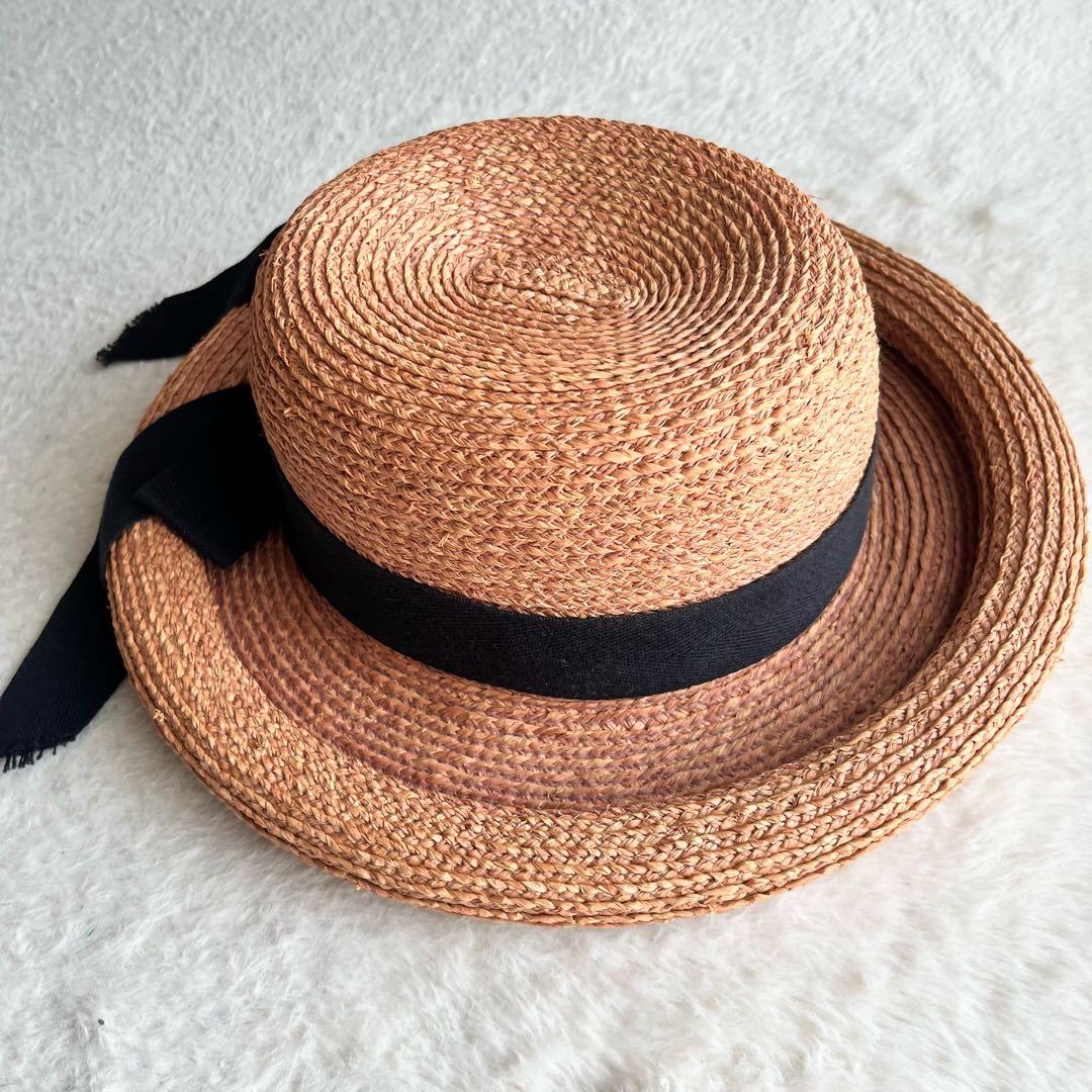 極美品✨ヘレンカミンスキー ニューポート ラフィア ハット 麦わら帽子 リボン