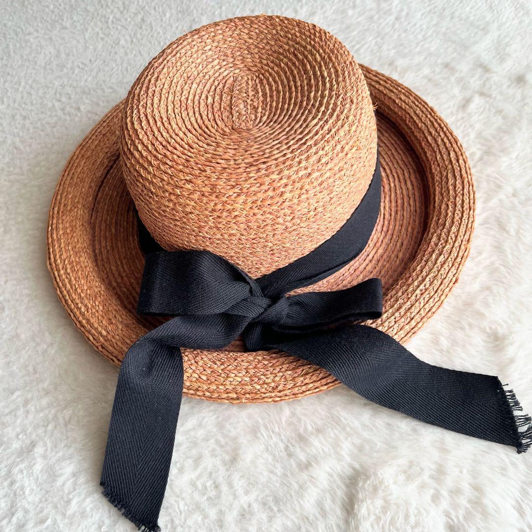 極美品✨ヘレンカミンスキー ニューポート ラフィア ハット 麦わら帽子 リボン
