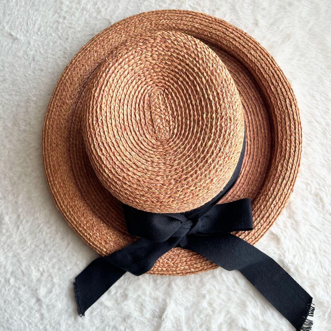 極美品✨ヘレンカミンスキー ニューポート ラフィア ハット 麦わら帽子 リボン