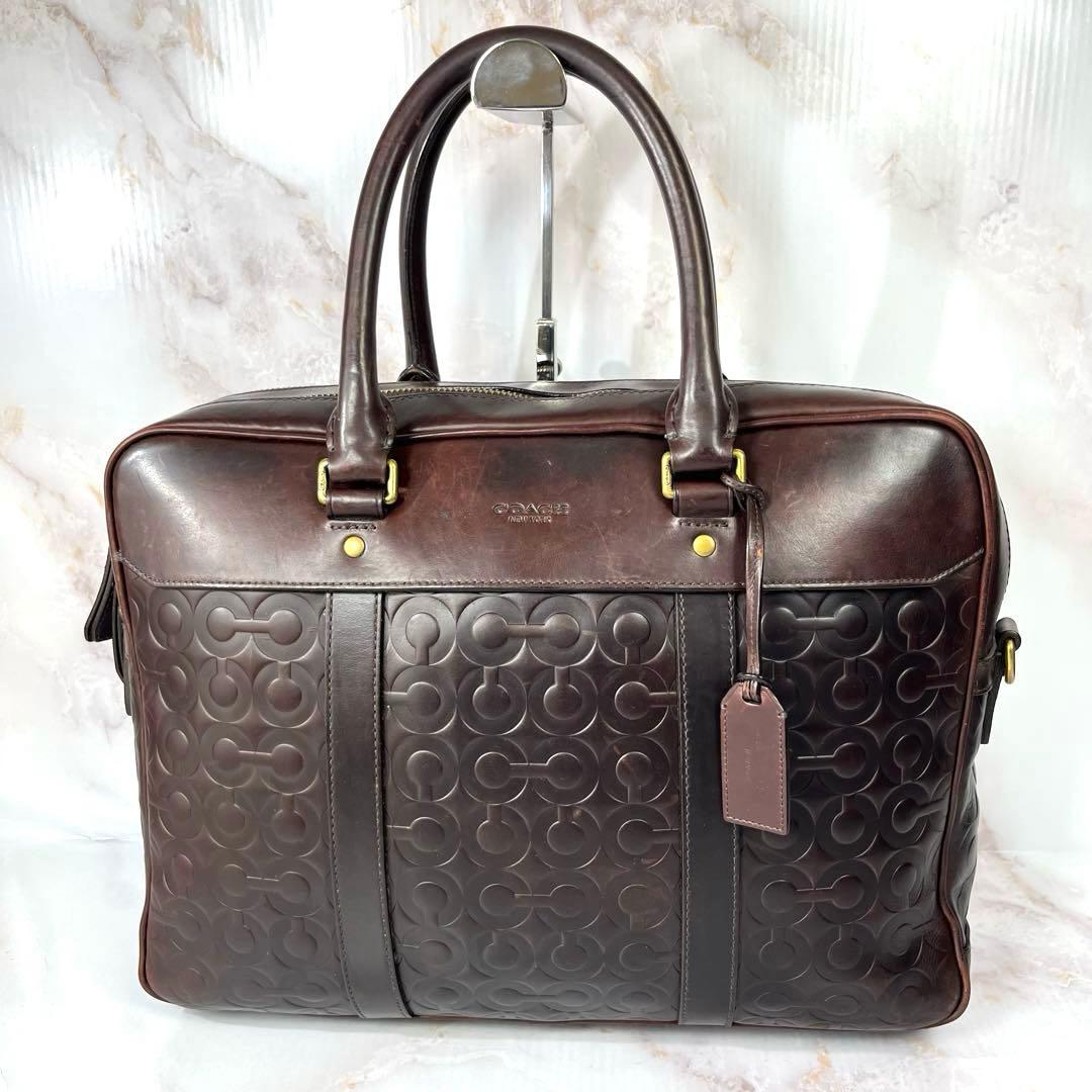 COACH コーチ ビジネスバッグ オールレザー A4可 オプアート 通勤