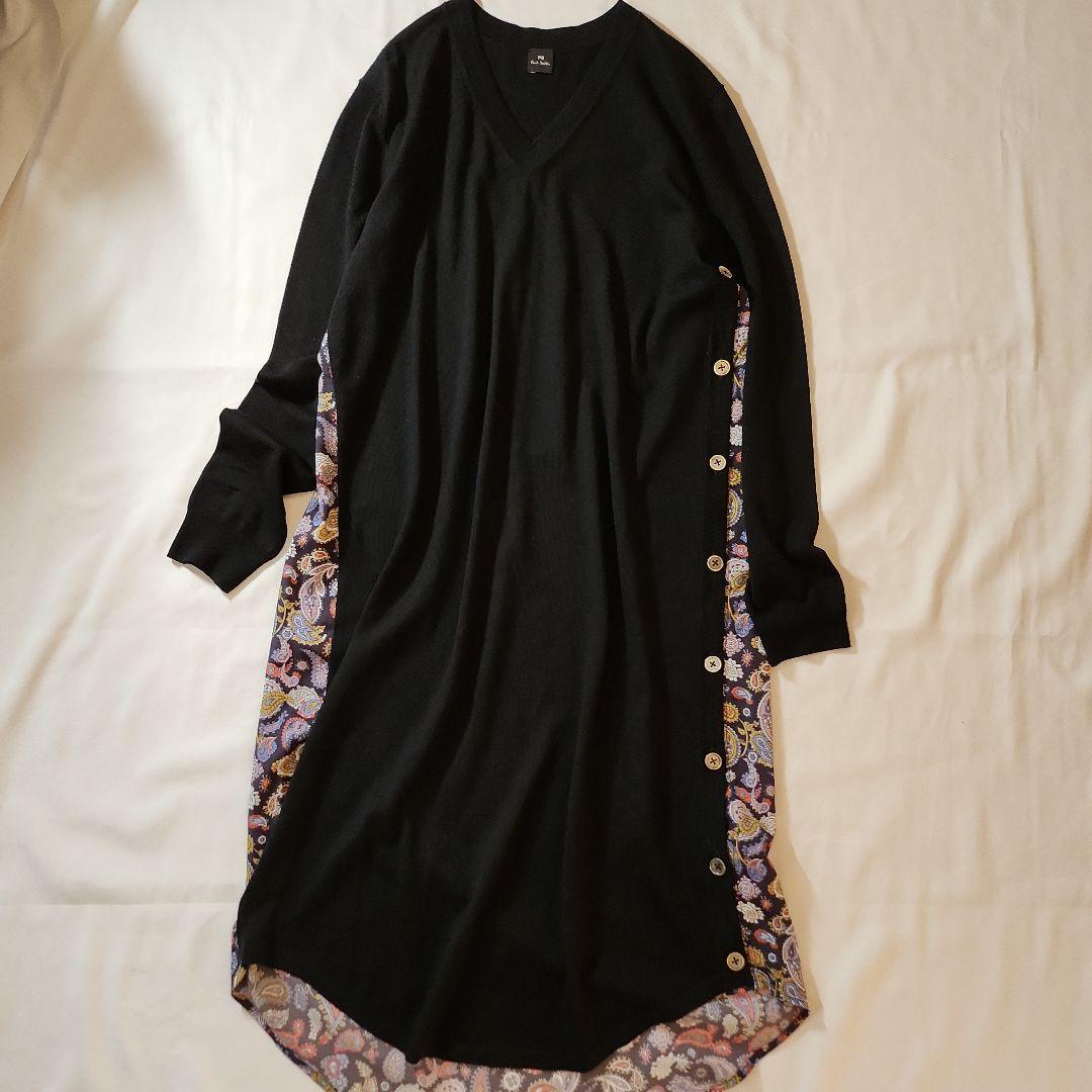 美品❤ポール・スミス ひざ丈ワンピース ✨ブラック×ペイズリー柄