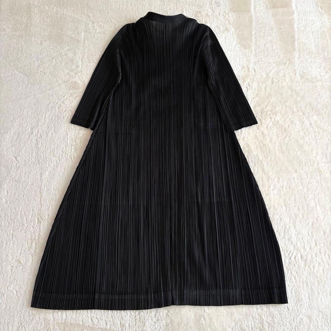 近年✨極美品 プリーツプリーズ 2WAYロゴジップロングワンピース 羽織 黒 2