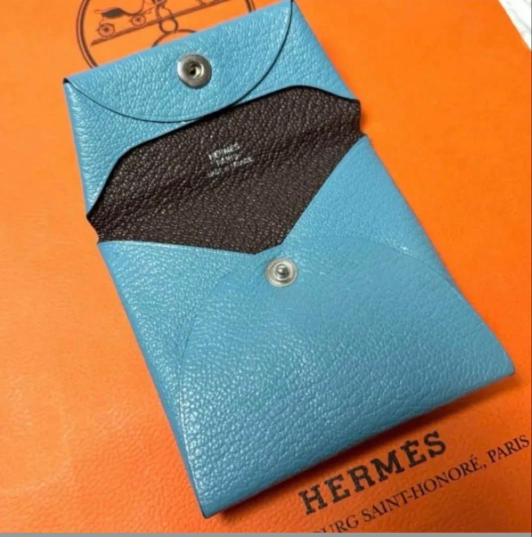 エルメス　HERMES 24年製　ケース　バスティア　小銭入れ　バイカラー