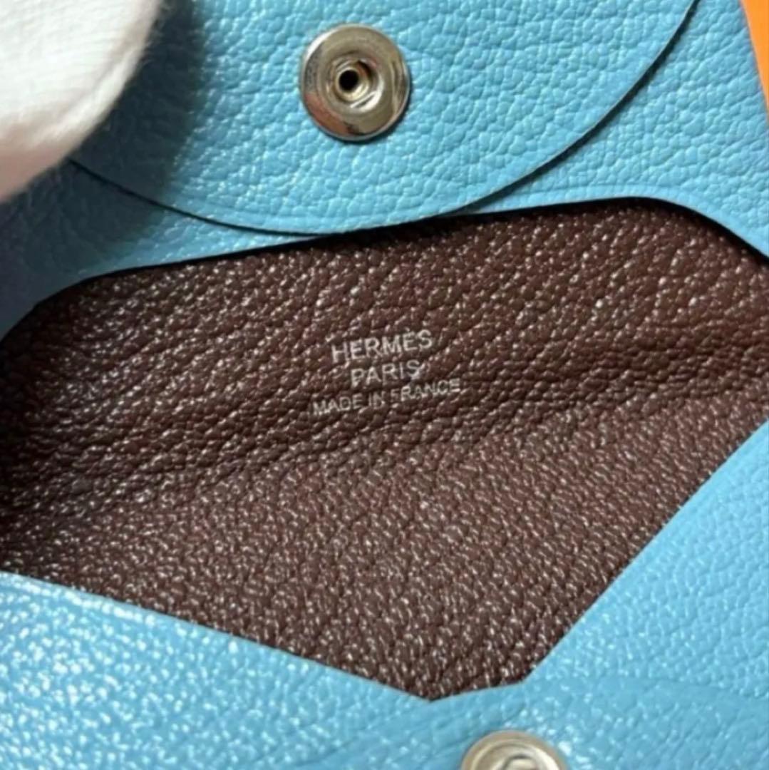 エルメス　HERMES 24年製　ケース　バスティア　小銭入れ　バイカラー