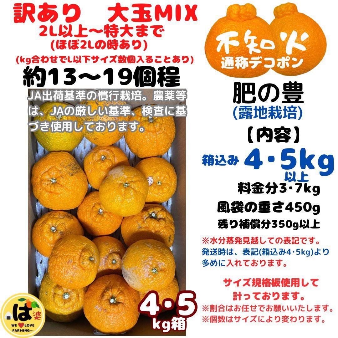 ※確認用　訳あり　大玉MIX箱込み4.5kg以上【露地栽培　不知火　デコポン】