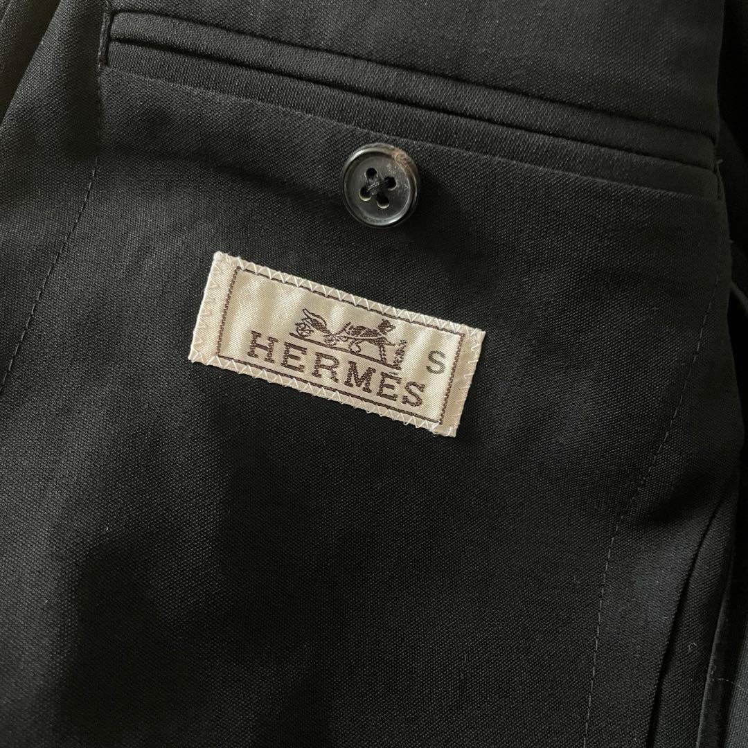 格安！HERMES エルメス 襟着脱 テーラードジャケット 黒 サテン 高級