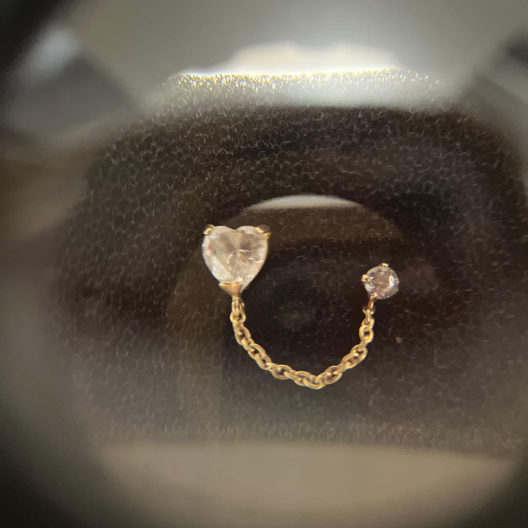 K18 片耳ピアス 穴2つ