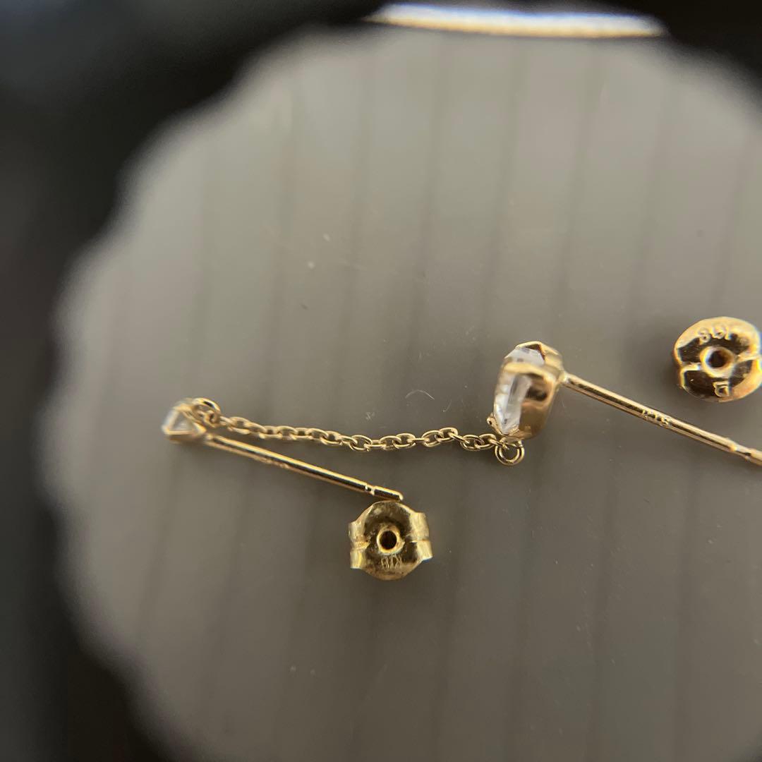 K18 片耳ピアス 穴2つ