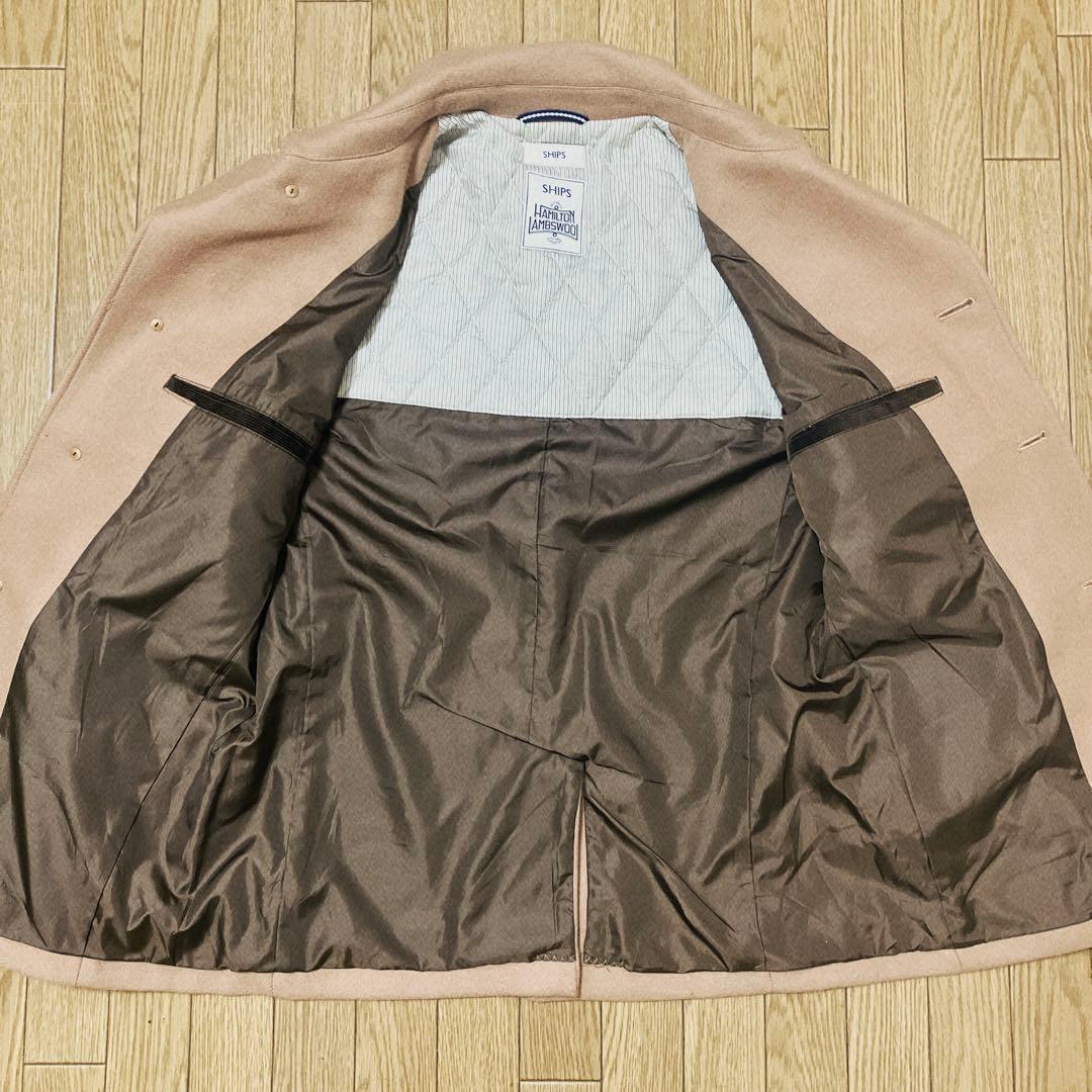 美品　シップス×ハミルトン 高級メルトンウールショートコートS キャメル