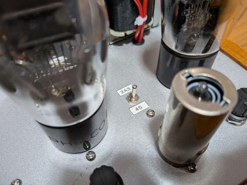 真空管アンプ４５・２Ａ３兼用シングル・アンプ / 出力管は２Ａ３付（自作品）