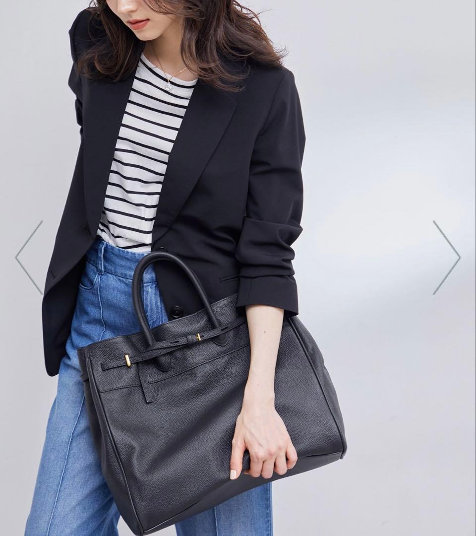 ROPE ロペ【A4対応】リアルレザーナローベルトトートバッグ ブラック