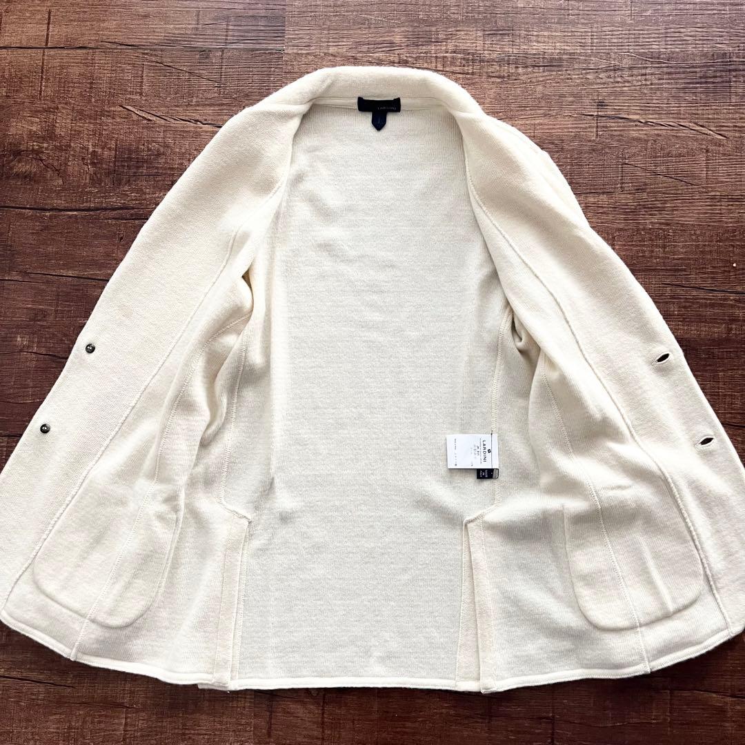 <美品> LARDINI ホワイト ウール ニットジャケット　サイズS