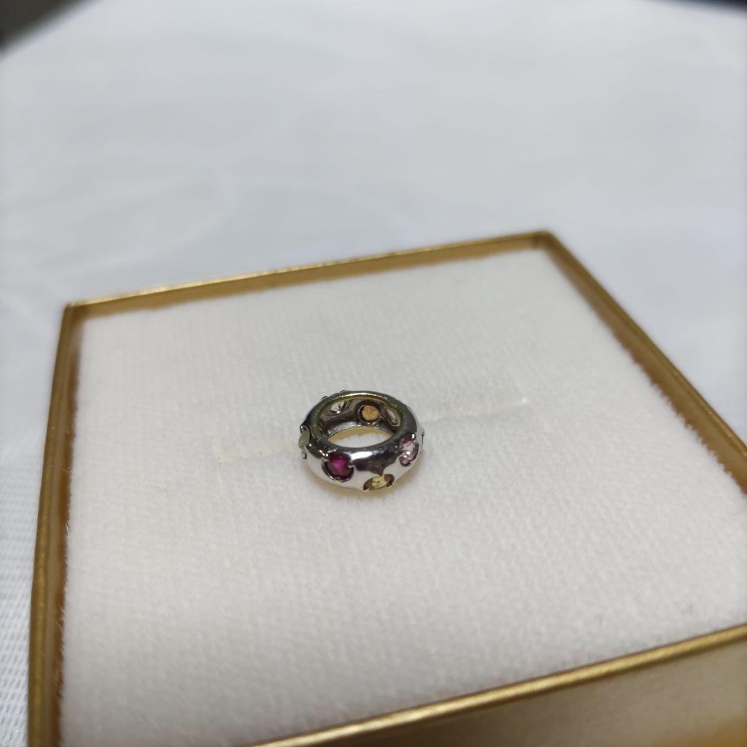 Ｋ18WG　【 天然石６色】 リング形　チャーム　【週末値下価格】