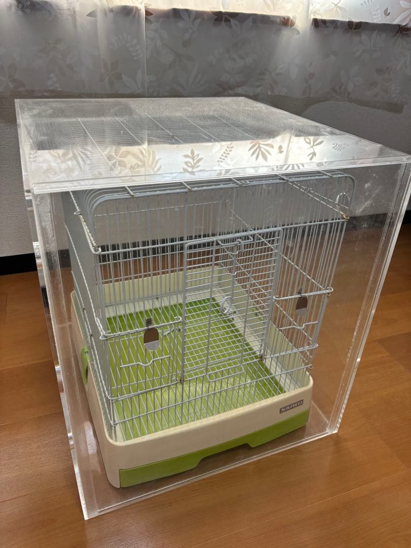 【よくやきコーテル】 アクリル工房製　鳥かご防音ケース おかもち式