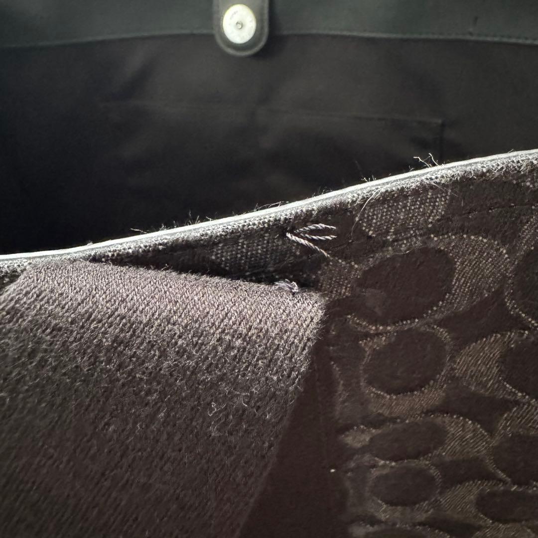 Coach ブラック スミス ラージ トート バッグ・シグネチャー デニム