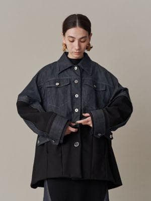 【未使用タグ付き】UN3D. デニムディテール ドッキングテントコート 36