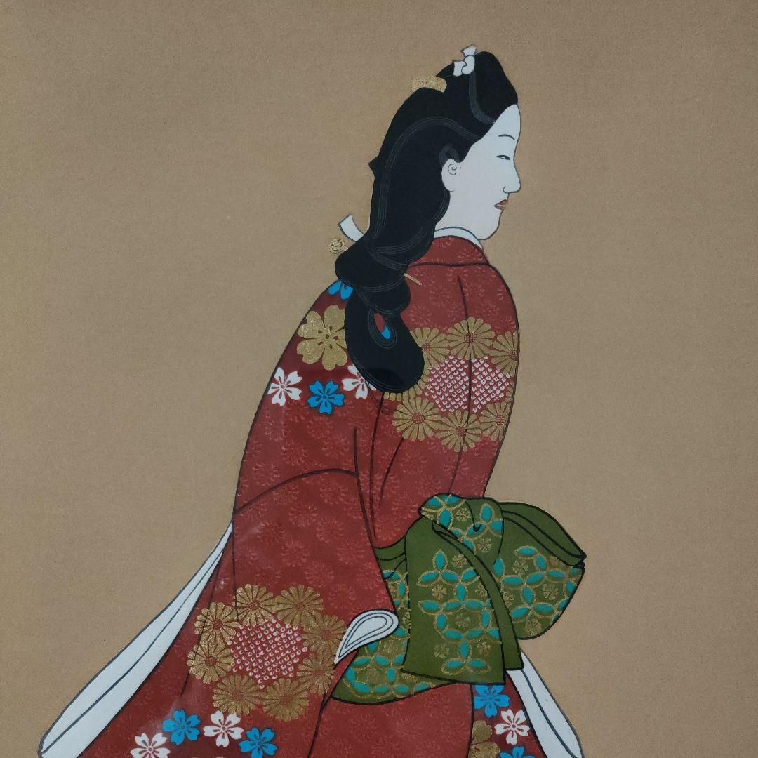 菱川師宣　大判木版画『見返り美人』ウコン布&共箱 彫師:遠藤光局、摺師:伊藤智郎