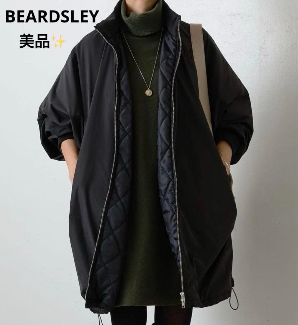 【美品】BEARDSLEY ビアズリー 中綿BIGポンチョコート 黒　MA1