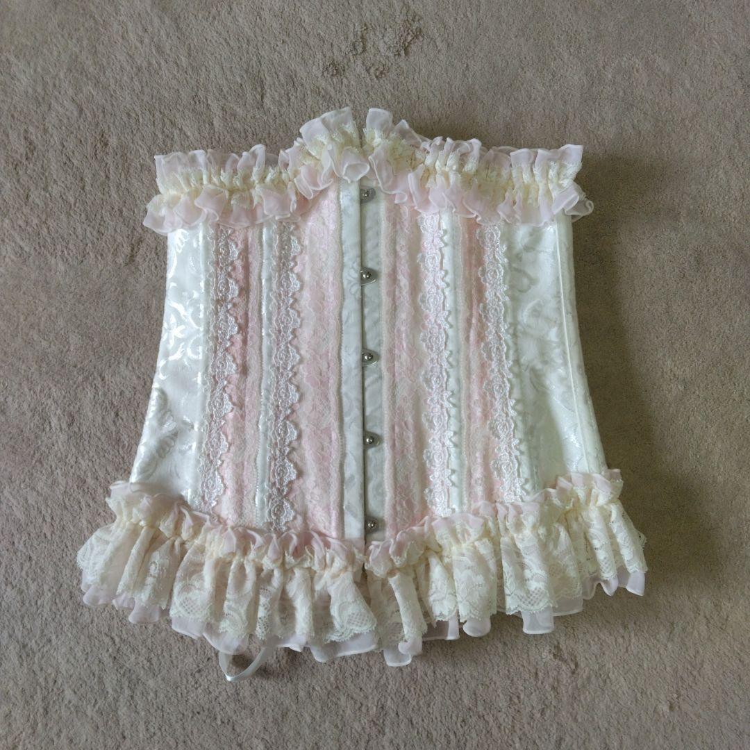 MR corset ホワイト ピンク コルセット S