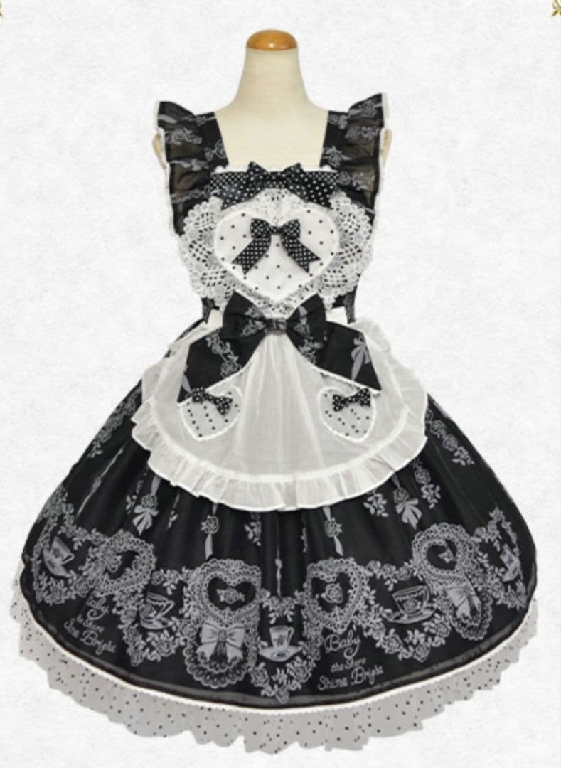 BABY sugar rose tea timeプリントエプロンJSK