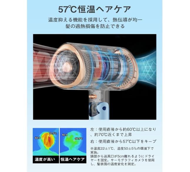 ヘアドライヤー 軽量ブルー 高級感があり爽やかに輝くカラー