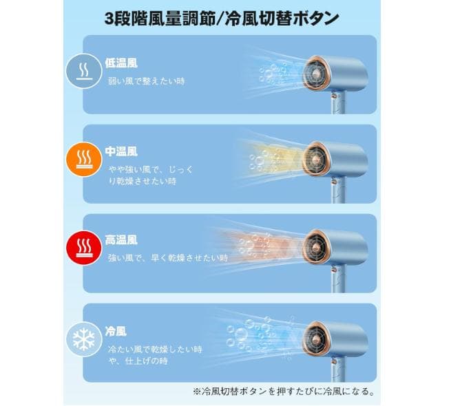 ヘアドライヤー 軽量ブルー 高級感があり爽やかに輝くカラー