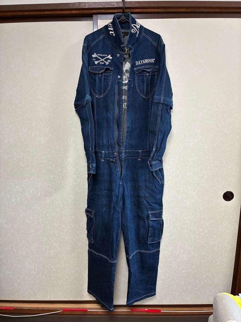 オーバーオール　つなぎ　繋ぎ　デニム　ジーンズ　半袖