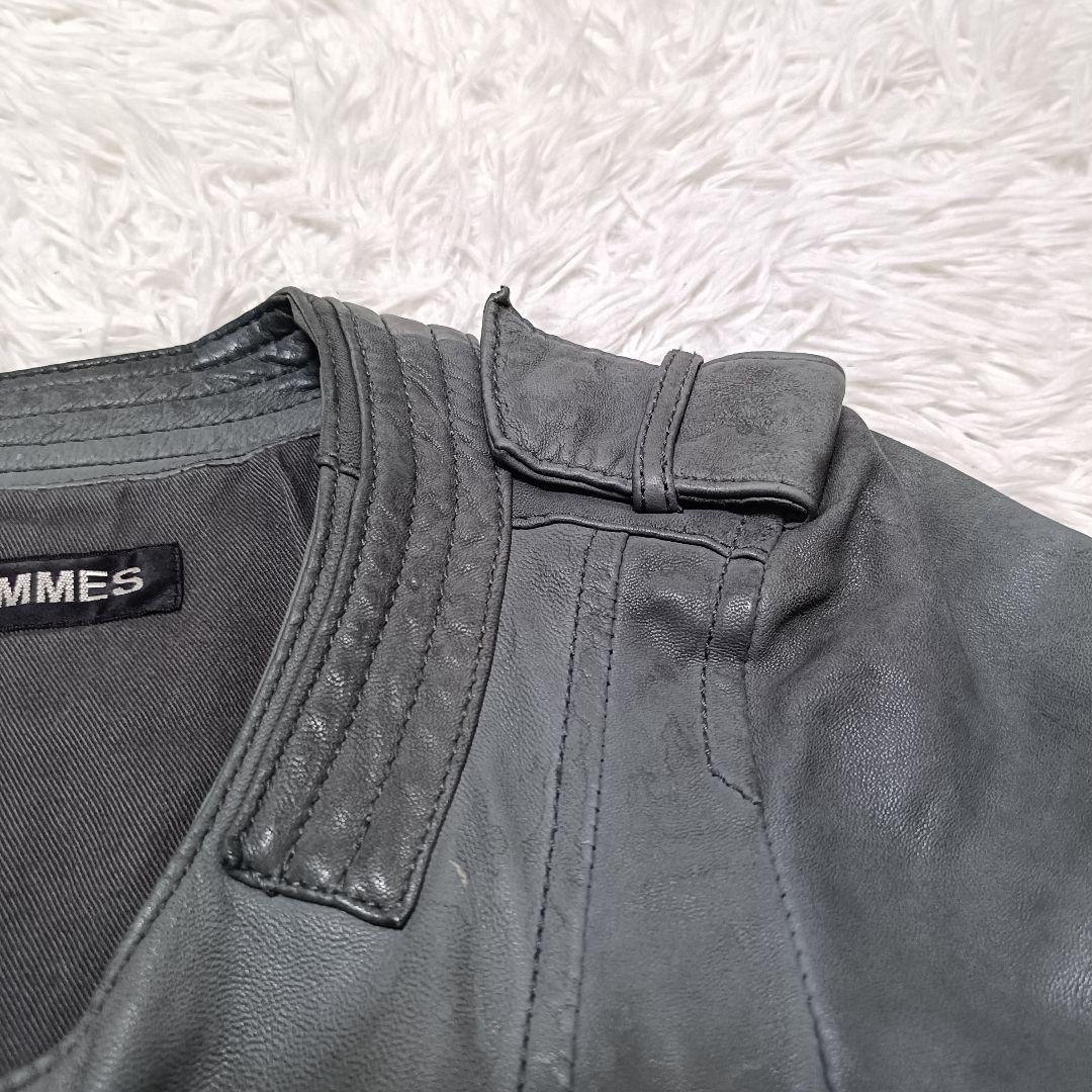 5351 POUR LES HOMMES ラムレザー ライダース グレー　1