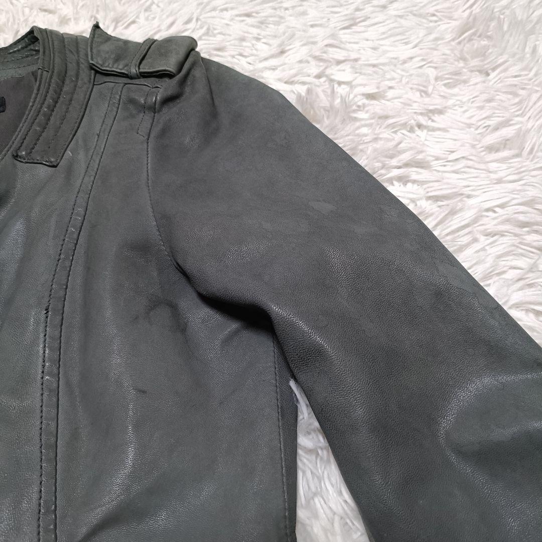 5351 POUR LES HOMMES ラムレザー ライダース グレー　1