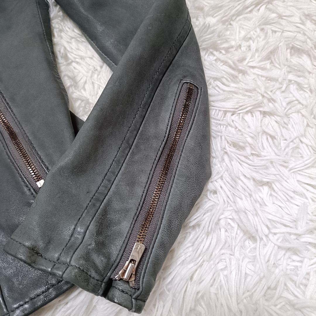 5351 POUR LES HOMMES ラムレザー ライダース グレー　1