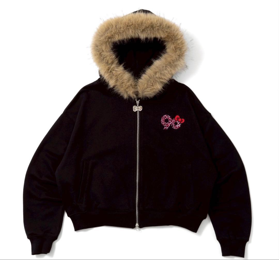 9090 girl HELLO KITTY Fur Zip Hoodie Ｓ